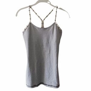 Lululemon Power Y Tank White with Black Stripes